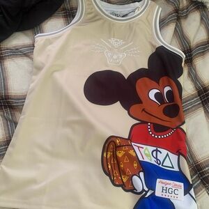 Men/women Beige Cartoon Graphic Tank Top